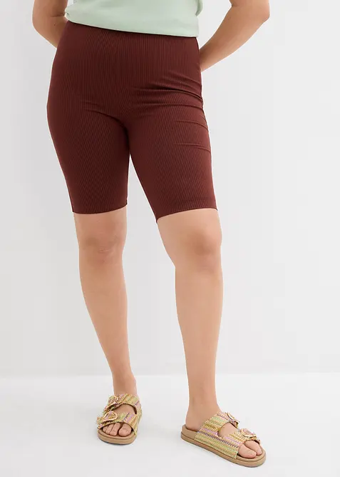 Kr&aacute;tk&eacute; leg&iacute;ny z žebrovan&eacute;ho žerzeje, High Waist, bonprix