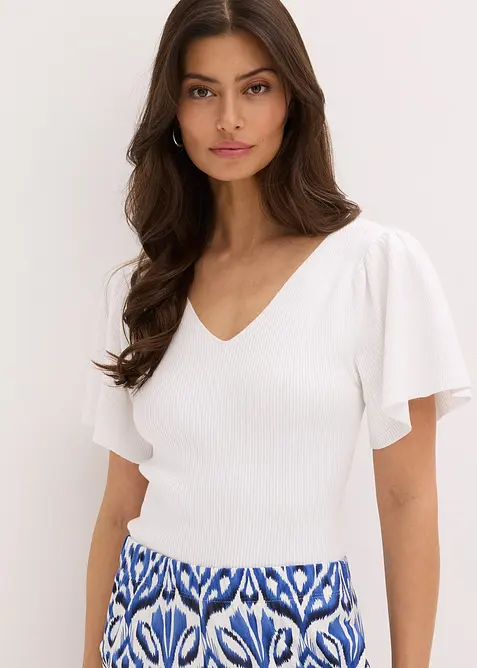 Žebrovaný svetr z viskózové směsi, bonprix