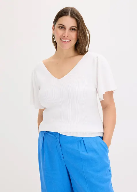 Žebrovan&yacute; svetr z visk&oacute;zov&eacute; směsi, bonprix