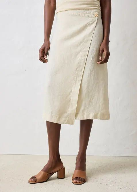 Zavinovací sukně z čistého lnu, bonprix