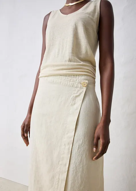 Zavinovac&iacute; sukně z čist&eacute;ho lnu, bonprix