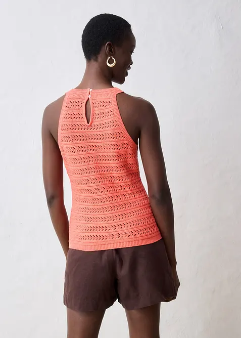 Pletený ažurový top s podílem lnu, bonprix