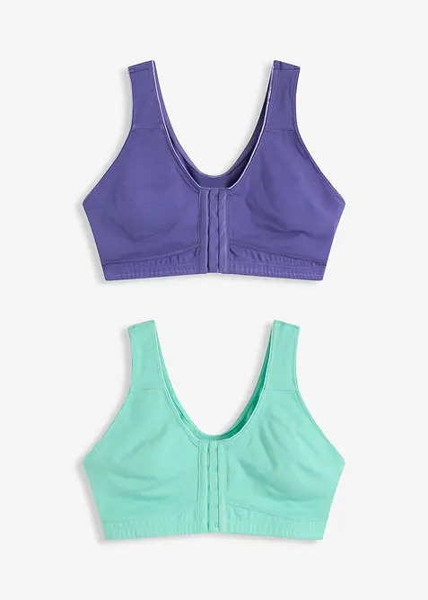 Podprsenka bez kostic se zapínáním vpředu, s organickou bavlnou (2 ks v balení), bonprix