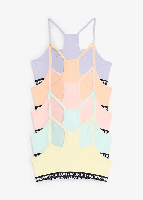 Podprsenkový top s měkkou organickou bavlnou (5 ks v balení), bonprix