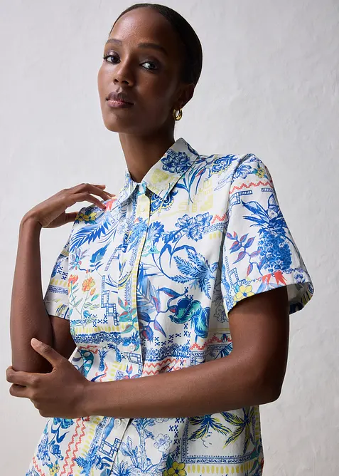 Košilová halenka s podílem hedvábí, bonprix