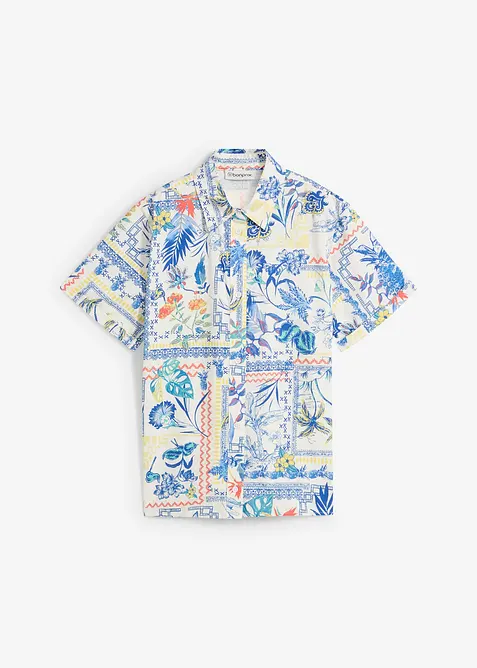 Košilová halenka s podílem hedvábí, bonprix