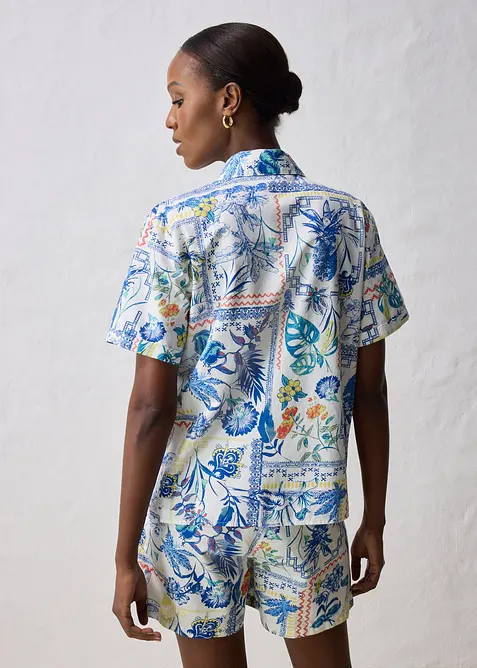 Košilová halenka s podílem hedvábí, bonprix