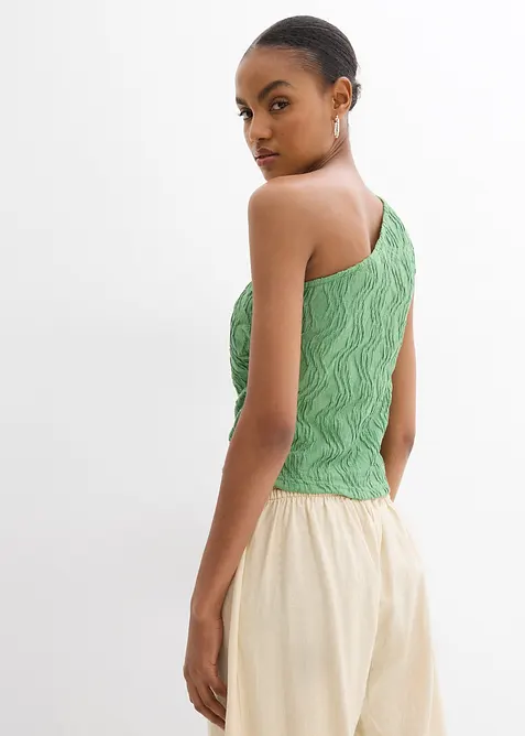 Top na jedno rameno, se strukturovaným vzhledem, bonprix