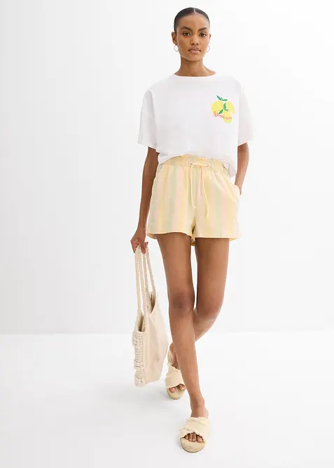 Šortky ze vzdušné směsi se lnem, bonprix