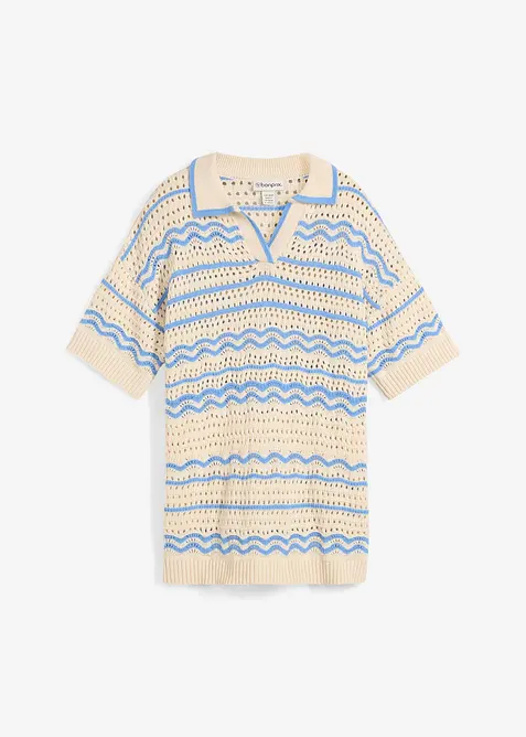 Oversize pletené tričko ze vzdušné směsi bavlny a lnu, bonprix