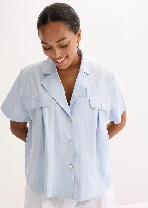 Krátká popelínová halenka s krátkým rukávem, z bavlny, bonprix