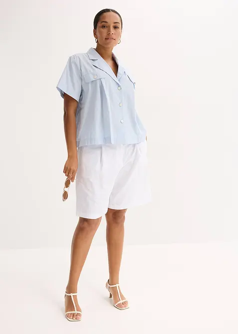 Krátká popelínová halenka s krátkým rukávem, z bavlny, bonprix