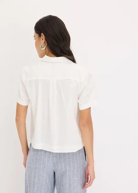 Krátká popelínová halenka s krátkým rukávem, z bavlny, bonprix