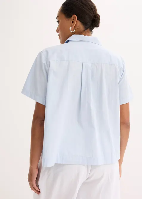 Krátká popelínová halenka s krátkým rukávem, z bavlny, bonprix