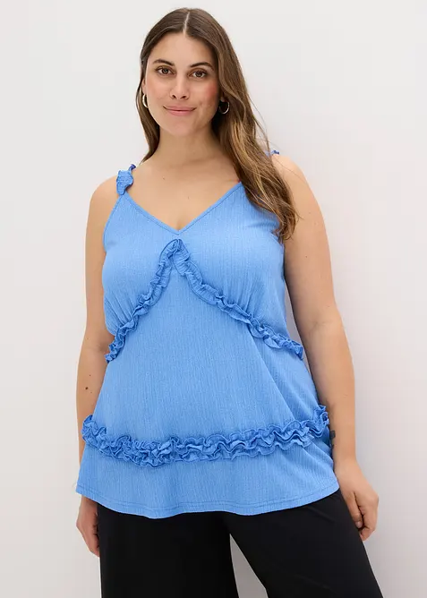 Top s úzkými ramínky a rýšky, bonprix