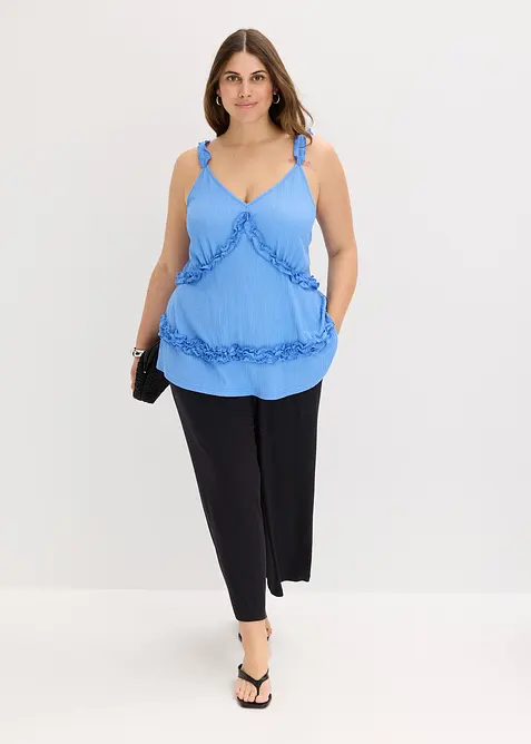 Top s úzkými ramínky a rýšky, bonprix