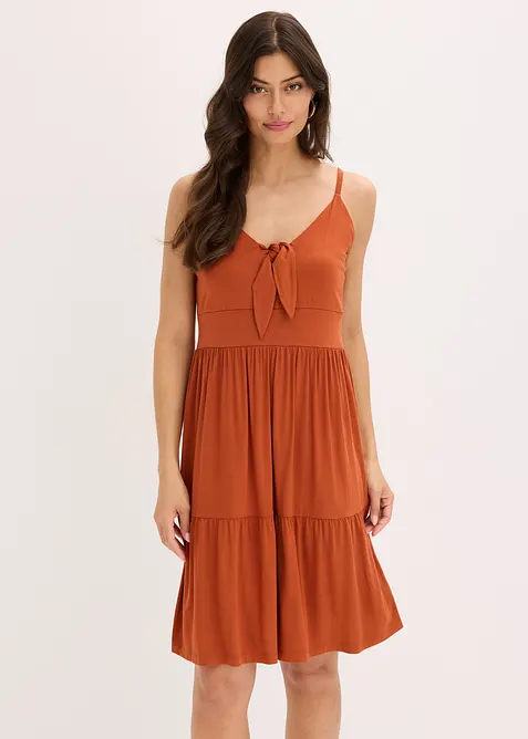 Šaty na ramínka, s ozdobným uzlem, bonprix