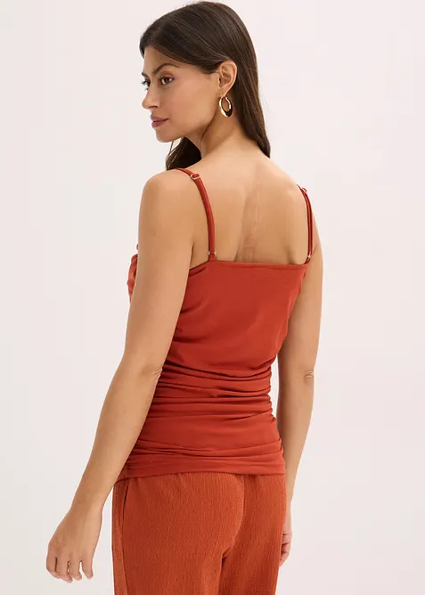 Top s úzkými ramínky a nařasením, bonprix