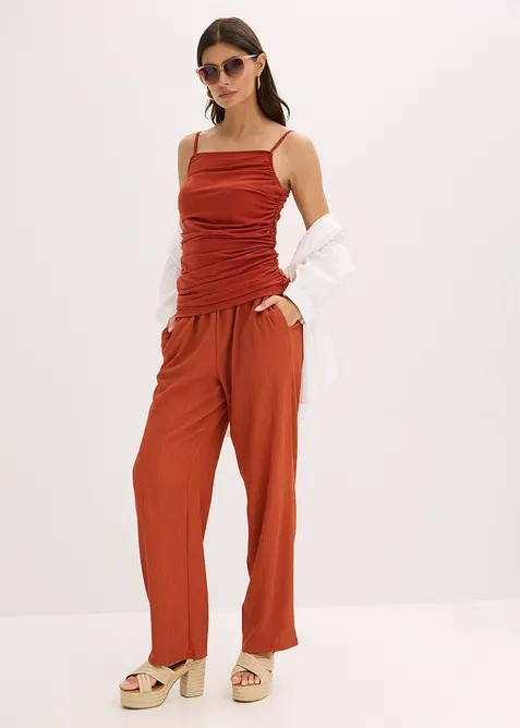 Top s úzkými ramínky a nařasením, bonprix