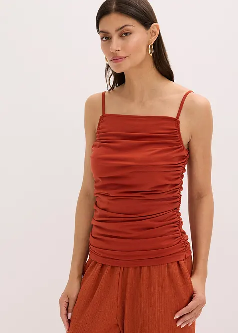 Top s úzkými ramínky a nařasením, bonprix