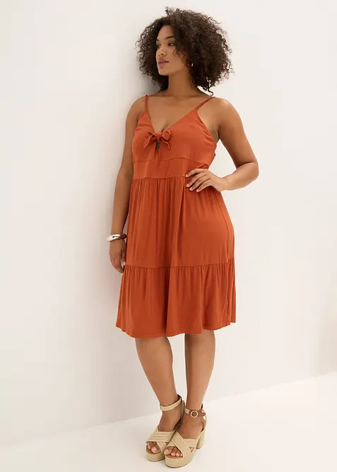 Šaty na ramínka, s ozdobným uzlem, bonprix