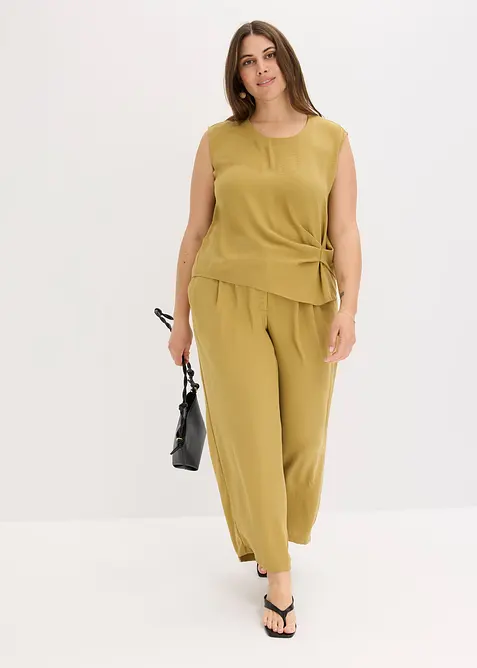 Halenkový top bez rukávů, s uzlem, bonprix