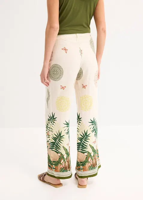 Široké kalhoty z viskózy, s natištěnou bordurou, bonprix