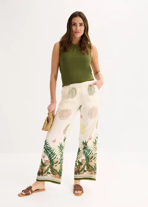 Široké kalhoty z viskózy, s natištěnou bordurou, bonprix