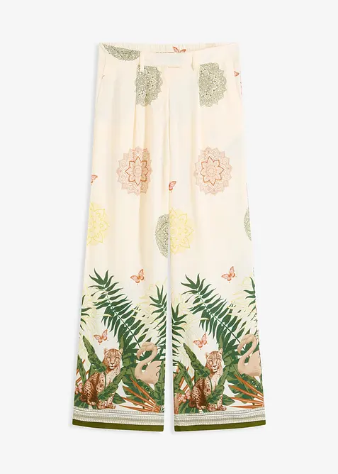 Široké kalhoty z viskózy, s natištěnou bordurou, bonprix