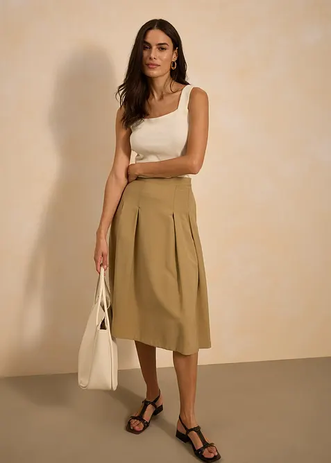 Skl&aacute;dan&aacute; sukně z měkk&eacute; visk&oacute;zov&eacute; směsi, bonprix