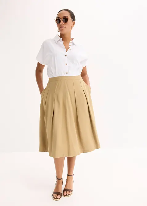 Skl&aacute;dan&aacute; sukně z měkk&eacute; visk&oacute;zov&eacute; směsi, bonprix
