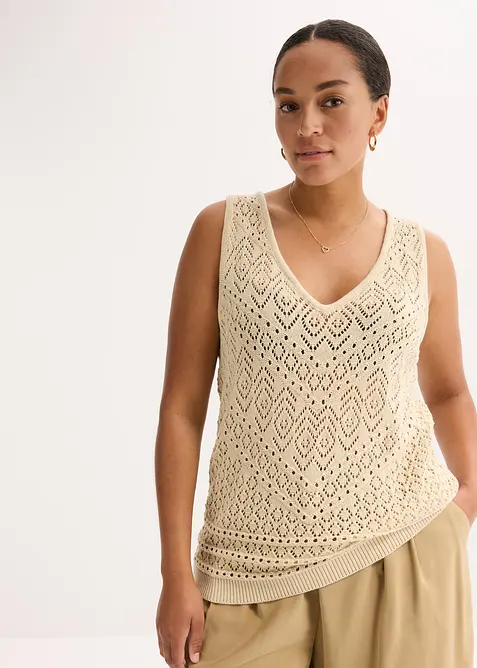Ažurový pletený top, bonprix