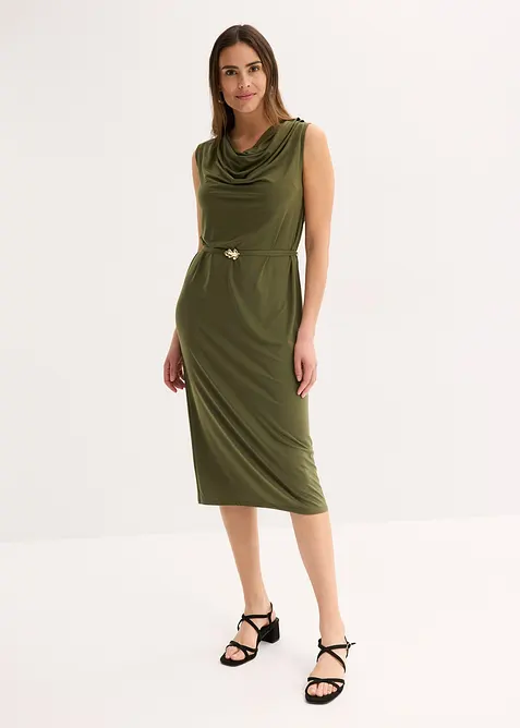 Úpletové šaty s páskem (2dílná souprava), bonprix