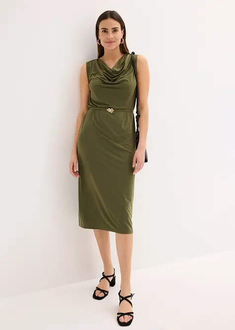 Úpletové šaty s páskem (2dílná souprava), bonprix