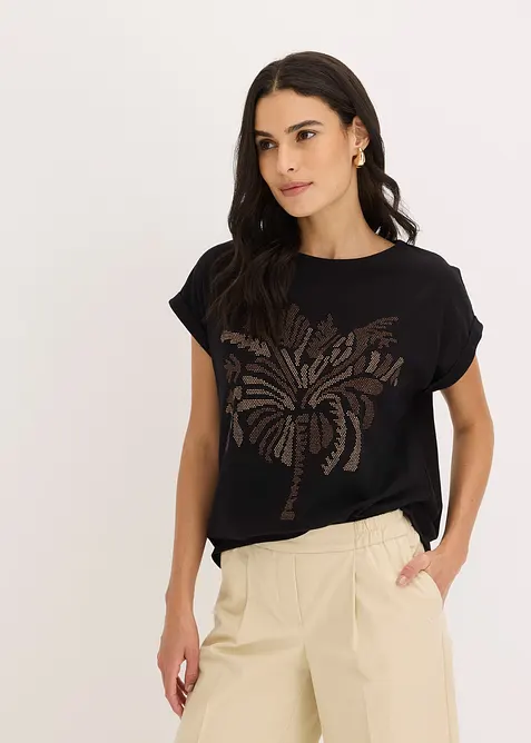 Bavlněné tričko s aplikací z nýtků, bonprix