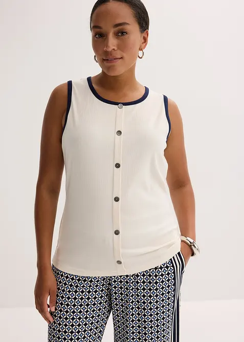 Žerzejové tílko s kontrastním lemem, bonprix