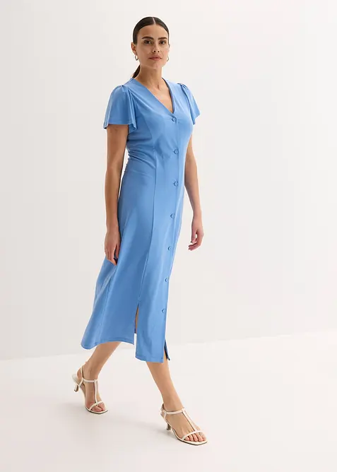 Úpletové šaty s rozparkem, bonprix