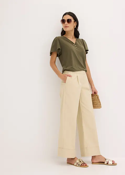 Tričko z viskózy, s knoflíky, bonprix