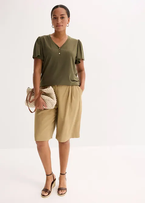 Tričko z viskózy, s knoflíky, bonprix