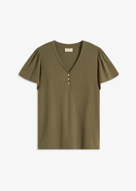 Tričko z viskózy, s knoflíky, bonprix