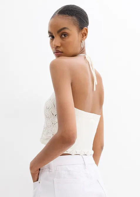 Pletený top s ramínkem kolem krku, bonprix