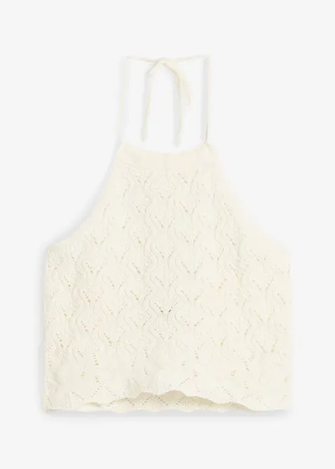 Pletený top s ramínkem kolem krku, bonprix