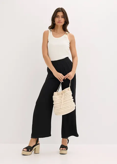 Žebrovan&yacute; top s tepanou ozdobnou sponou, bonprix