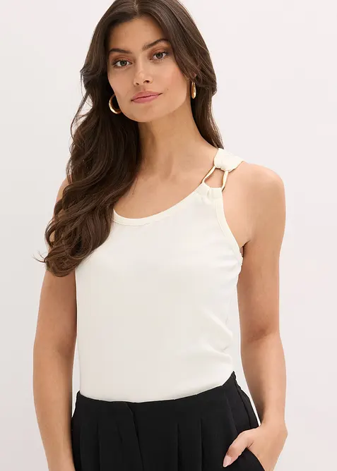 Žebrovan&yacute; top s tepanou ozdobnou sponou, bonprix