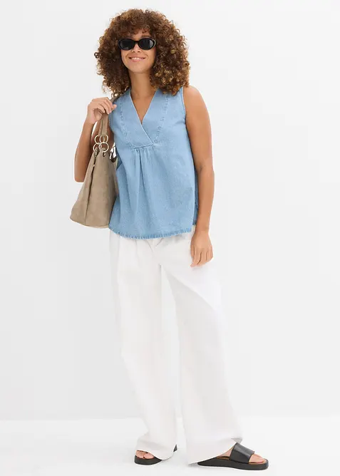 Džínový halenkový top, bonprix