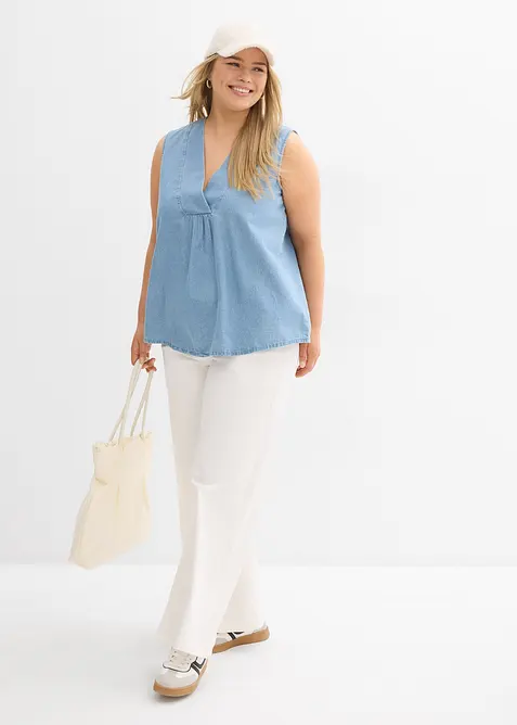 Džínový halenkový top, bonprix