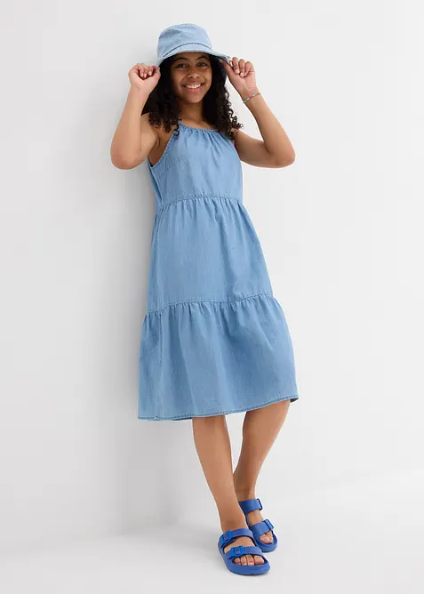 Džínové šaty ze splývavé bavlny, bonprix