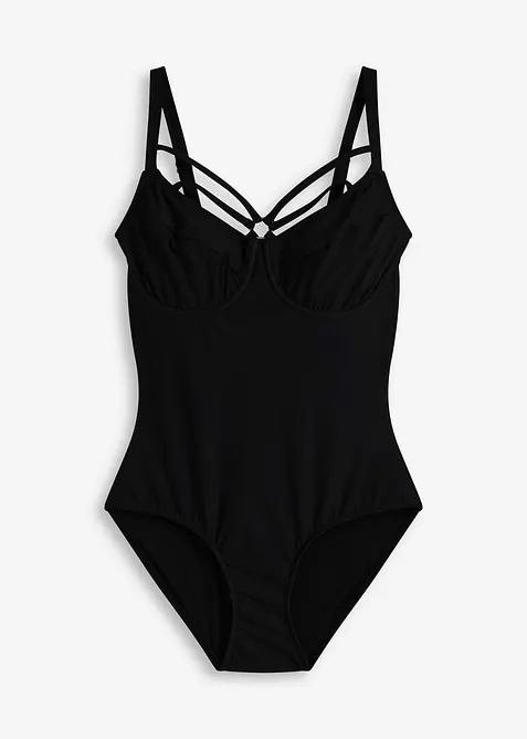 Stahovací zmenšovací jednodílné plavky s  kosticemi, s lehkým tvarujícím efektem, bonprix