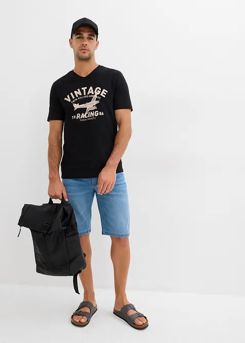 Bermudy z džínové teplákoviny, Slim Fit (2 ks v balení), bonprix