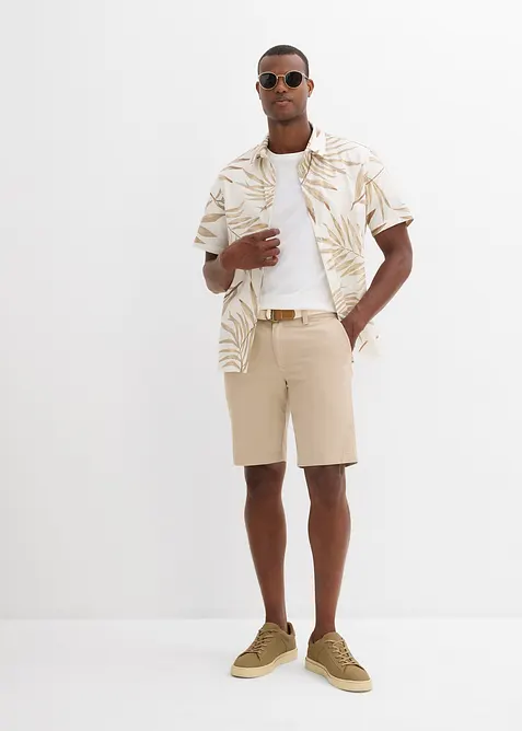 Strečové bermudy s páskem, Regular Fit, bonprix